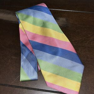 J.Crew striped pastel rainbow colors, silk men’s casual dress neck tie / LGBTQ